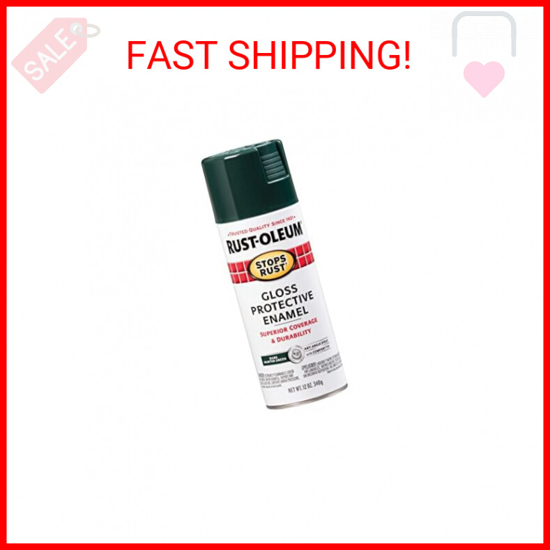 Rust-Oleum 7733830 Stops Rust Spray Paint, 12 oz, Gloss Dark Hunter Green
