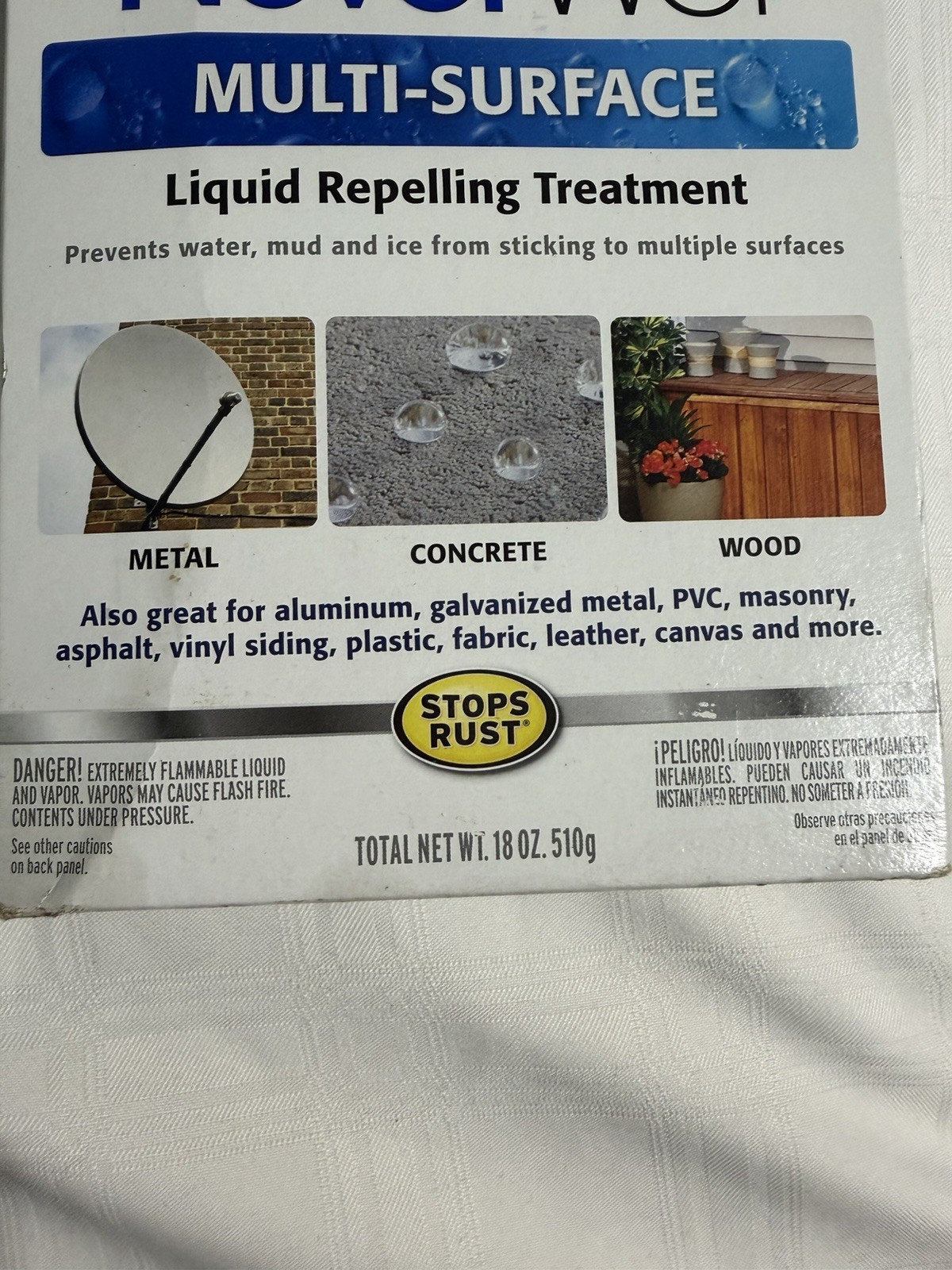 Rust-Oleum NeverWet Multi-Surface Liquid Repelling Treatment~Total WT 18 Oz.~NIB
