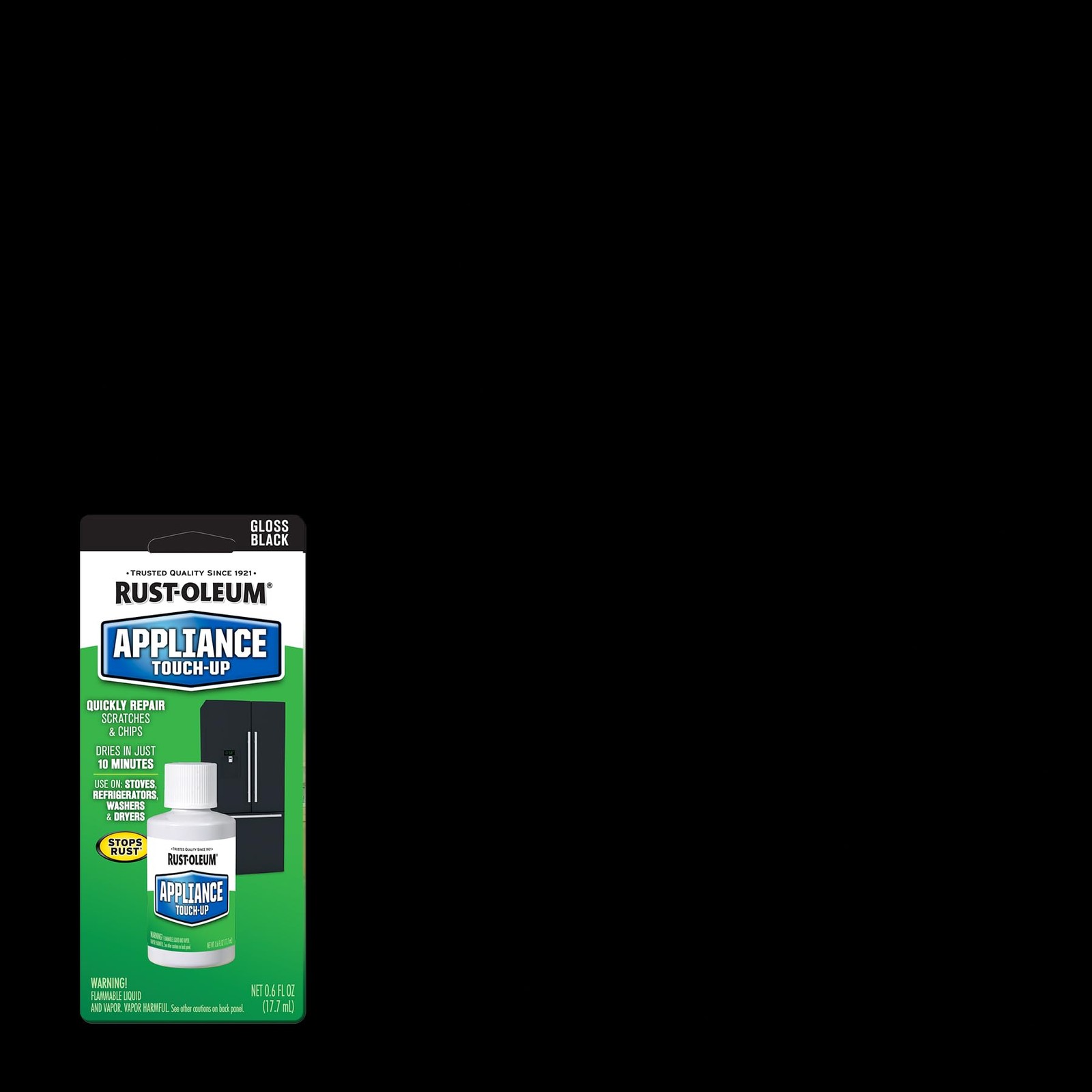 Rust Oleum Appliance Touch Up Paint 0.6 Oz Black Quick Dry High Gloss Finish