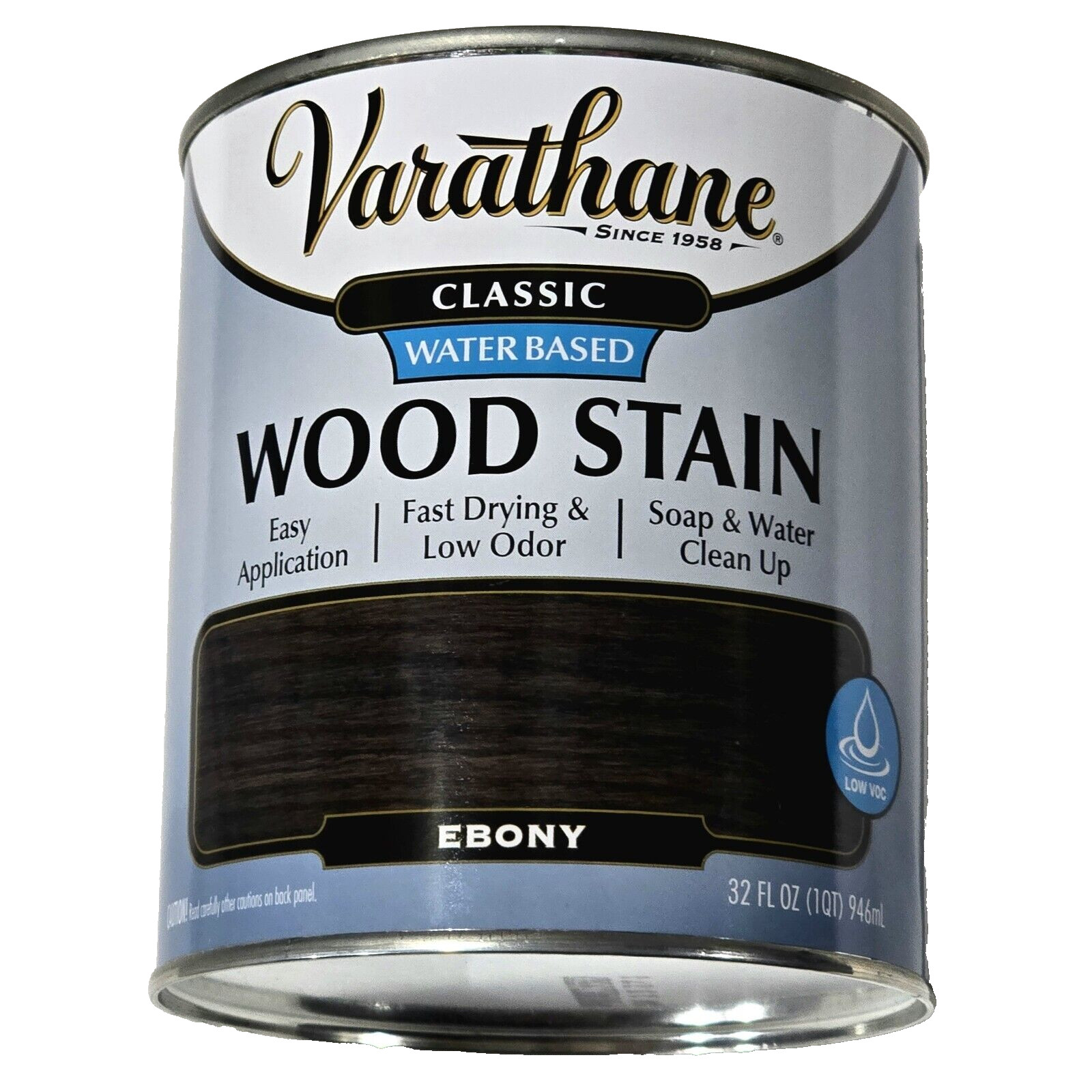 Varathane Classic Water Based Wood Stain Easy Fast Drying Ebony Quart