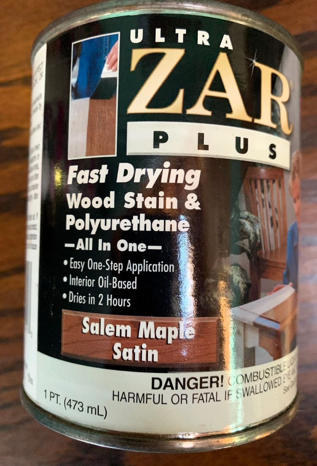 ZAR ULTRA PLUS 153 SALEM MAPLE/SATIN Stain and Polyurethane All in One PINT