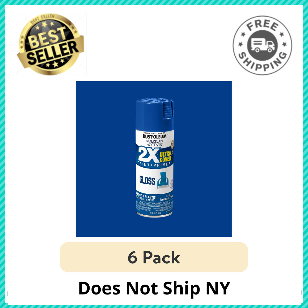 Rust-Oleum American Accents 2X Gloss Spray Paint, Brilliant Blue, 12 oz, 6 Pack