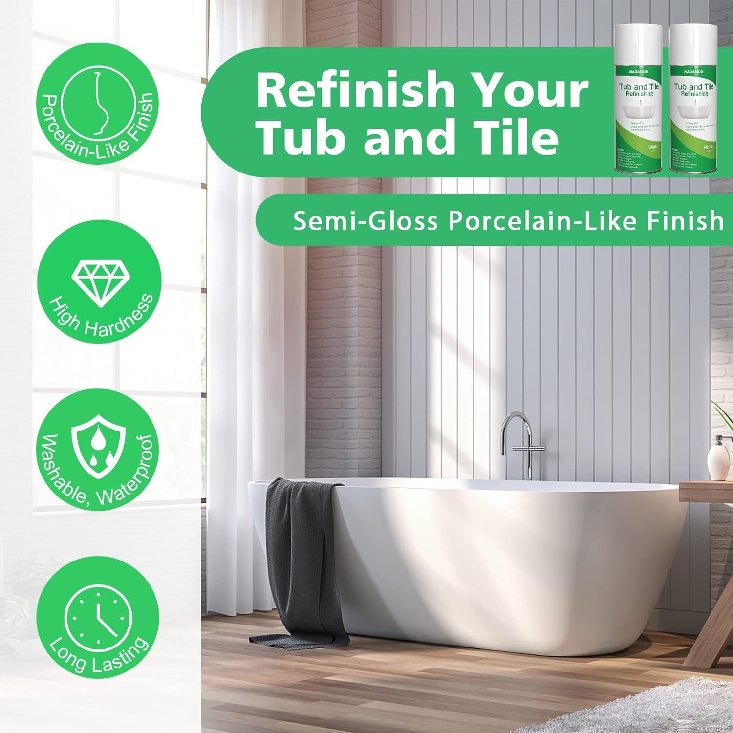 Transform Your Bathroom with White Tile & Bathtub Spray Paint Kit – 450ml 2 Pack