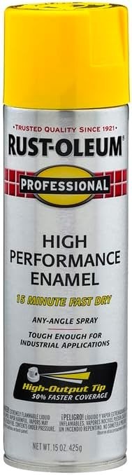 Rust-Oleum 7543838 Enamel Spray Paint, 15 Oz, Gloss Safety Yellow, 6 Pack