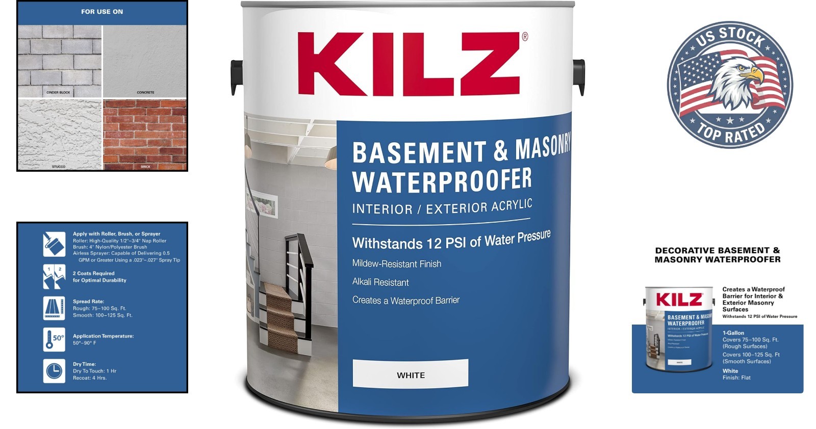 1 Gallon Waterproofing Paint for Basement & Cinder Block Walls – White Finish