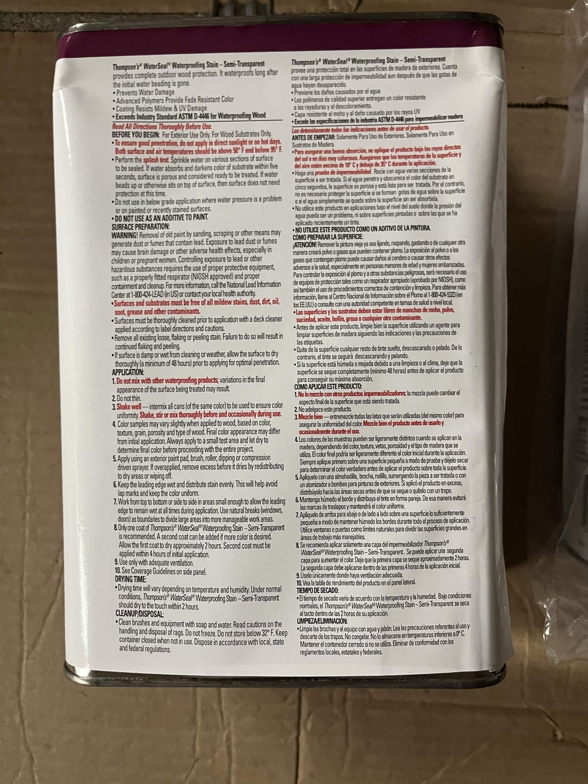 2 Pk Thompsons WaterSeal Waterproofing Stain Semi-Transparent Acorn Brown 1 Gal