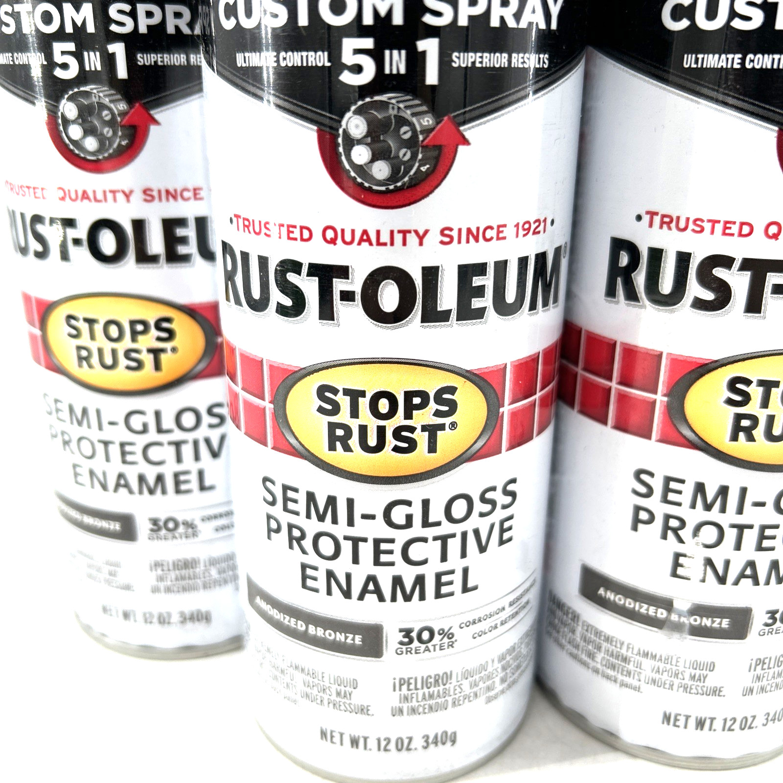 Rust-Oleum Semi-Gloss Protective Enamel Spray Paint Lot Of 4 Anodized Bronze