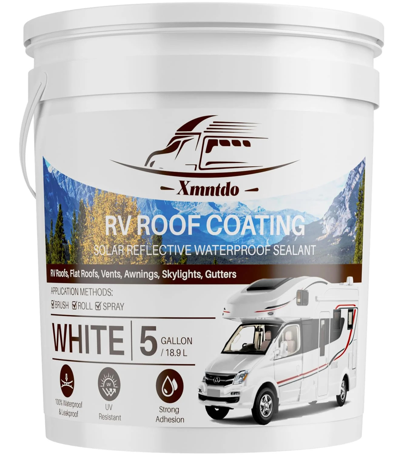 RV Roof Coating White 5 Gallon, Waterproof Solar Reflective Flexible RV Roof Sea