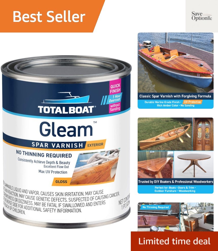 Gleam Marine Spar Varnish, Gloss and Satin Polyurethane Finish for Wood, Boat…