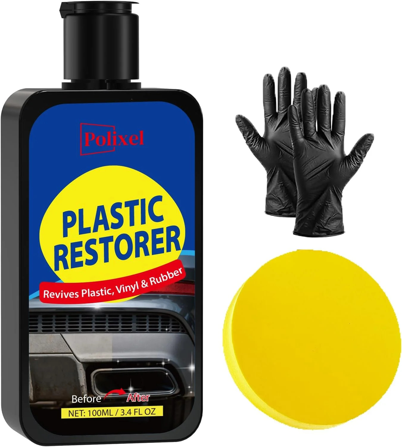 Plastic Restorer for Cars, Restores Faded Plastic, Vinyl, Rubber, Trim, Bumpers