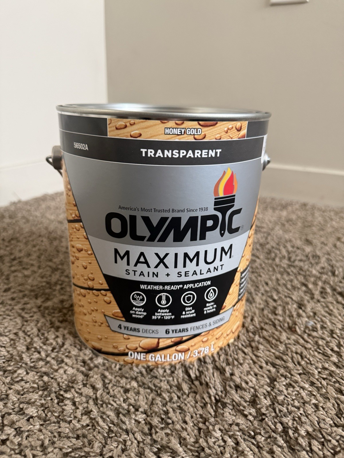 Olympic 56502A/01 Maximum Stain & Sealant in One, Transparent, Honey Gold