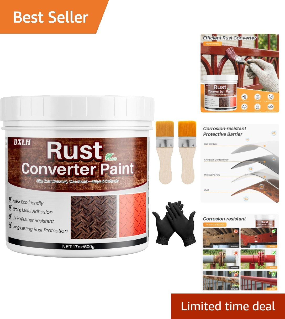 Fast-Drying 2-in-1 Rust Prevention & Metal Primer Paint for All Surfaces