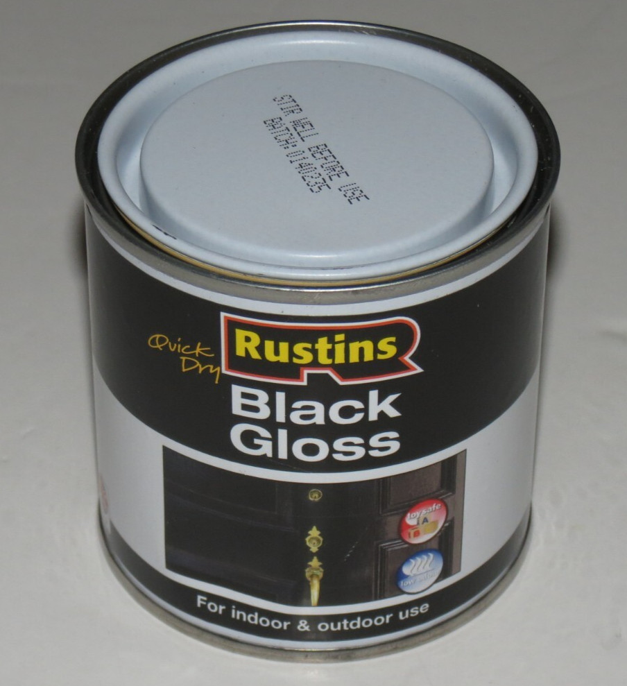 sh5 Rustins Quick Dry Black Gloss 250ml Interior Exterior US Ship