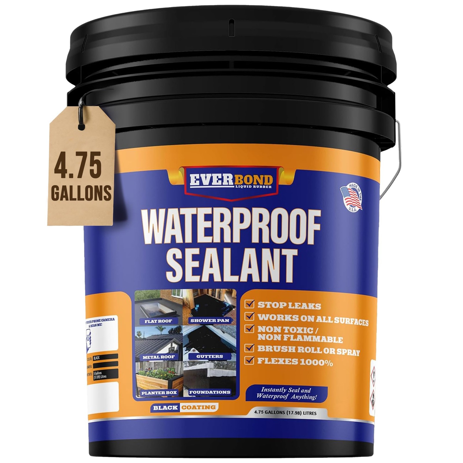 Liquid Rubber Waterproof Sealant – Paint – All Surface Leak Black