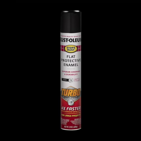 (2 Pack) Rust-Oleum Stops Rust Turbo Spray Paint, Flat Black, 24 oz, Fast Cover