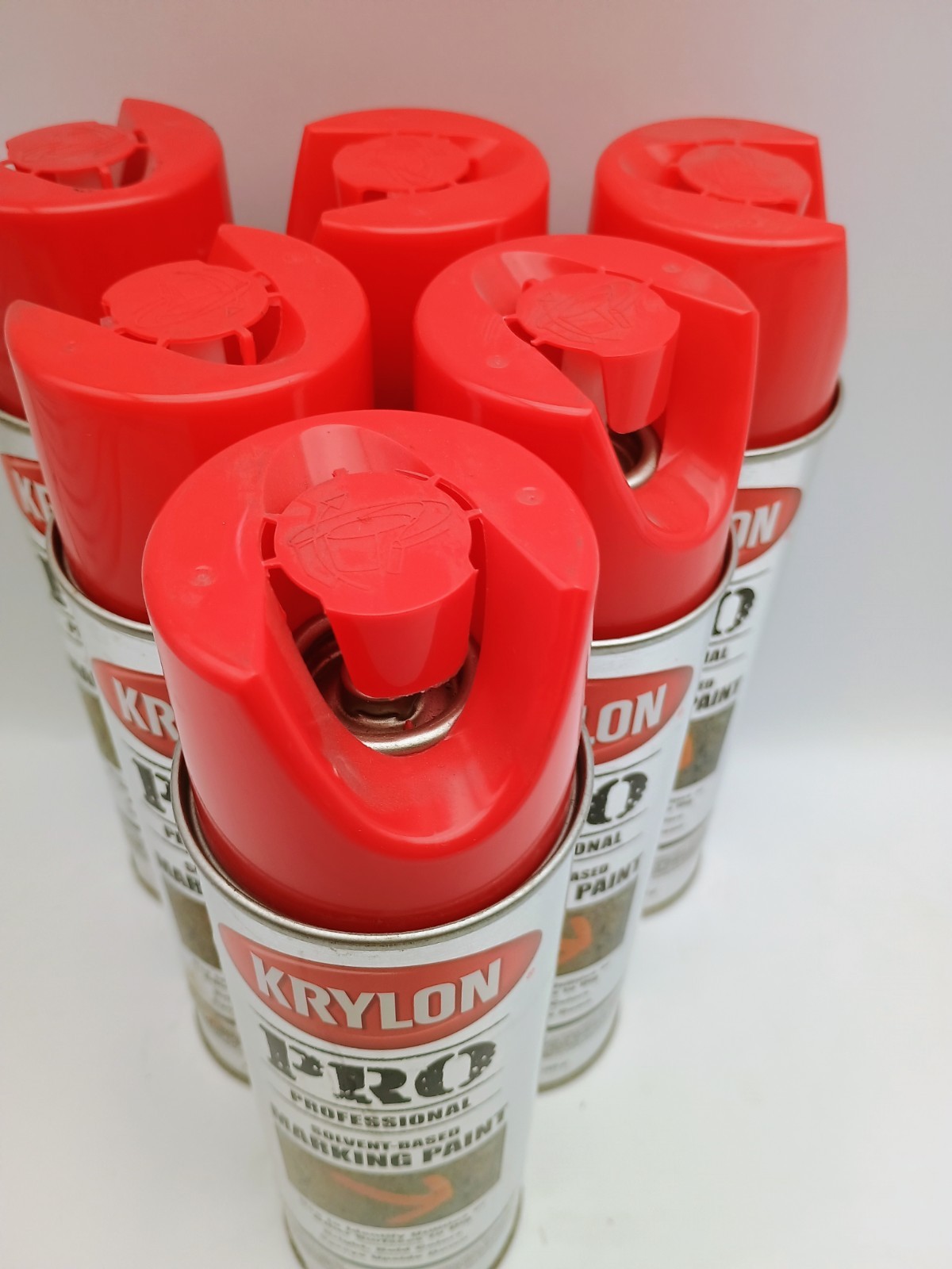 6 Cans RED Krylon Pro Solvent Marking Paint 15 Oz. Apwa 7302