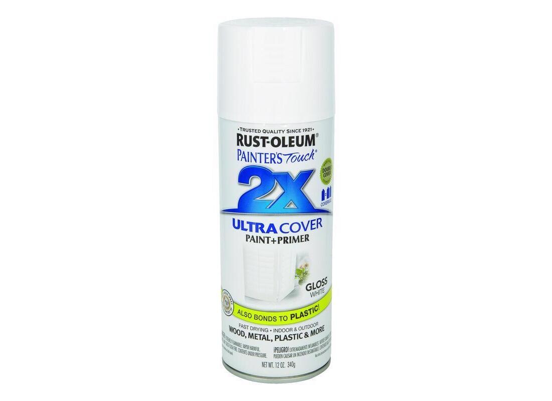 PAINTER’S Touch Gloss Spray Paint, Gloss, White, 12 oz, Aerosol Can