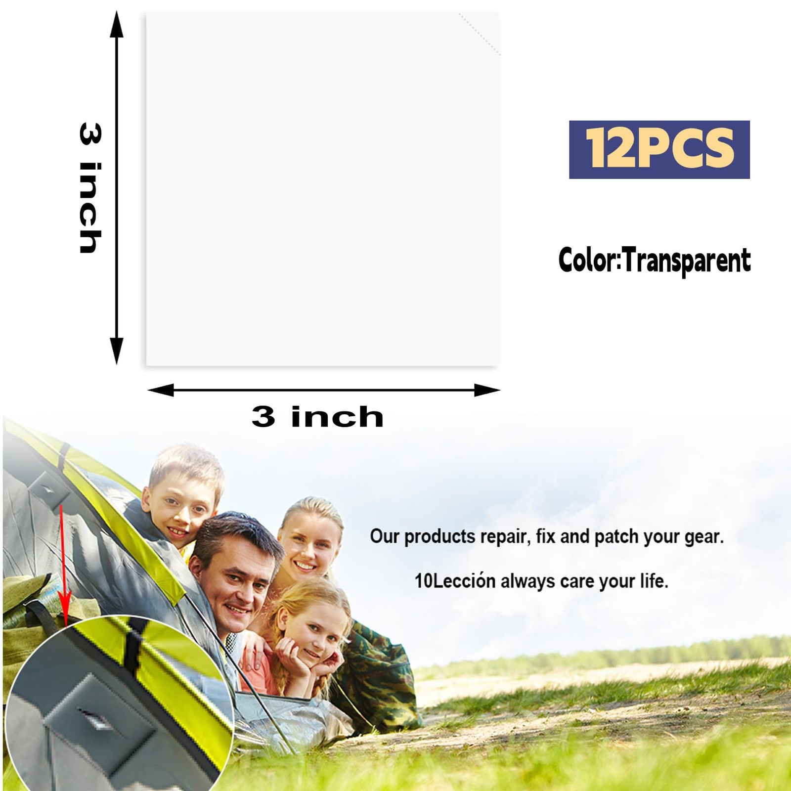 Pool Patch Repair Kit for Inflatables-Air Mattress 3in*3in*12P, Transparent