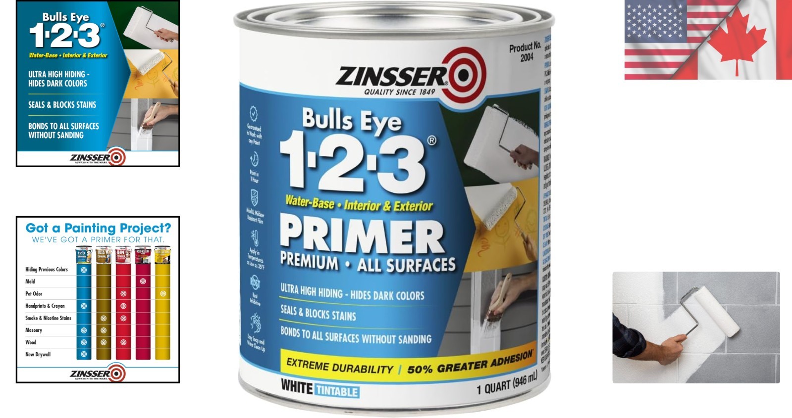 1 Quart Bulls Eye 1-2-3 Primer for Interior/Exterior – Quick Drying White Finish