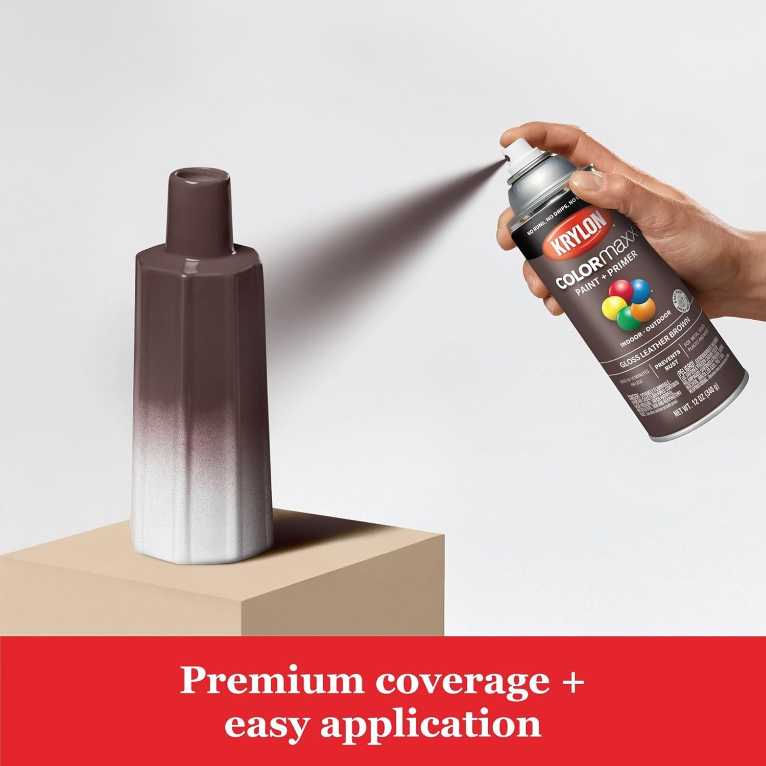 K0007 COLORmaxx Spray Paint and Primer for Indoor/Outdoor Use, Gloss Leather …
