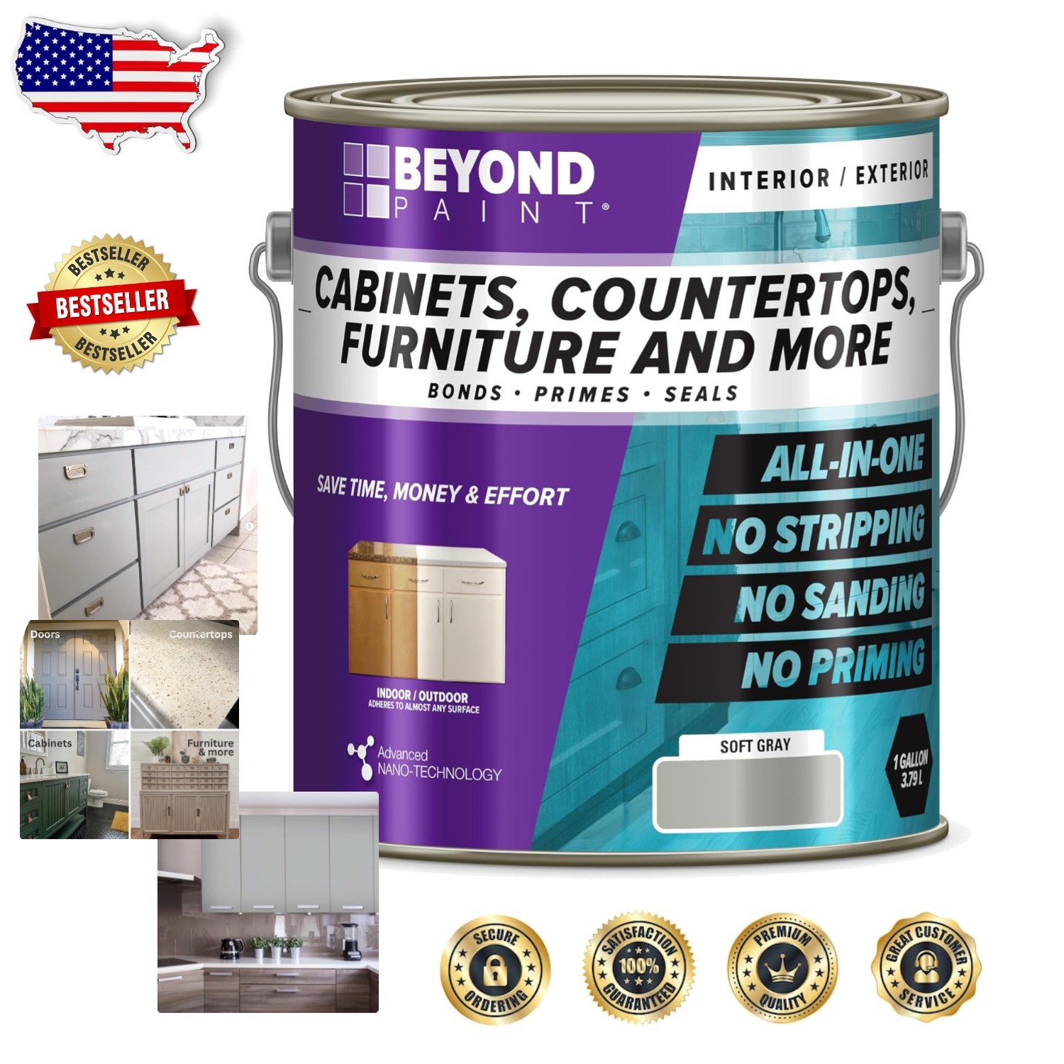 All-in-One Furniture Paint Gallon | Soft Grey Matte | No Sanding/Priming | Ch…