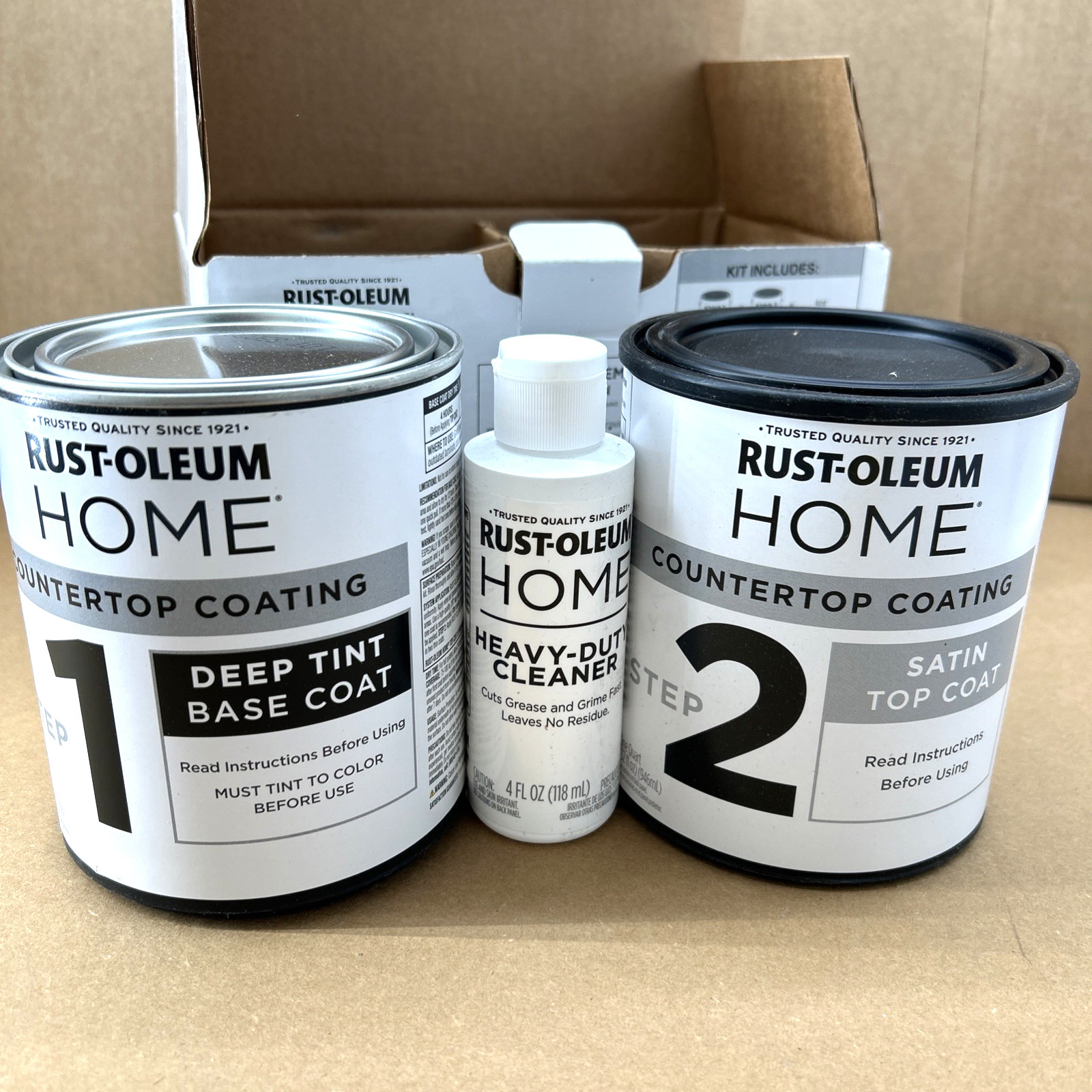 DEEP TINT COUNTERTOP COATING KIT RUSTOLEUM W/CLEANER & SATIN TOPCOAT