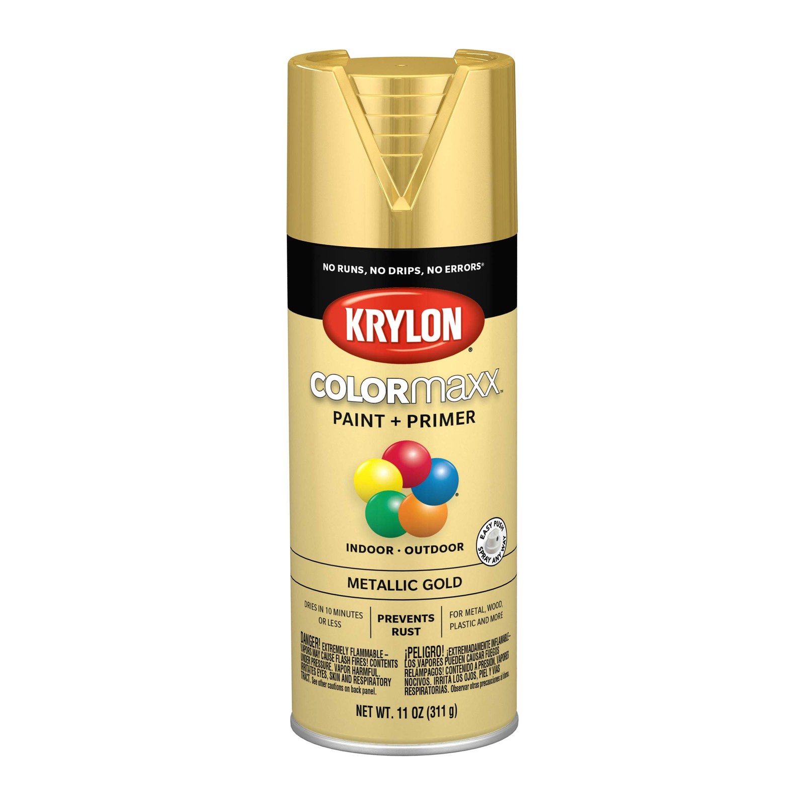 12 Oz Krylon K05588007 Colormaxx Gold Paint & Primer Spray Paint, Meta