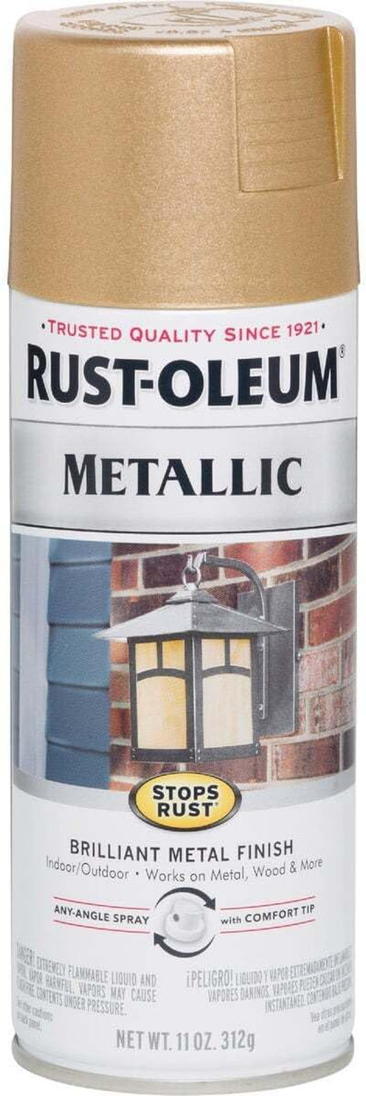 286524 Stops Rust Metallic Spray Paint, 11 Oz, Warm Gold