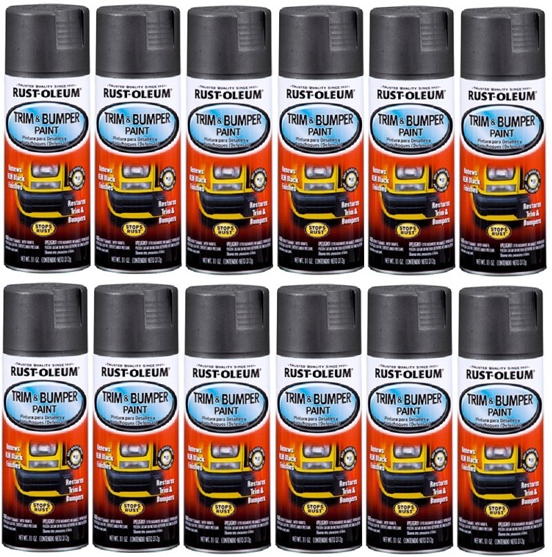 (12) Pk Rust-Oleum 251574 11 Oz Trim And Bumper Formula Matte Black Paint Spray
