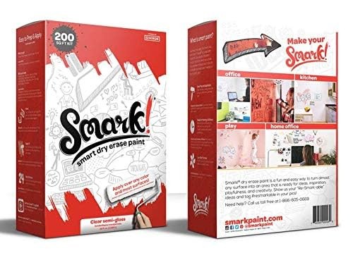 Smark Clear Dry Erase Paint 200 Sq Foot Kit – Dry Erase Multi-Surface