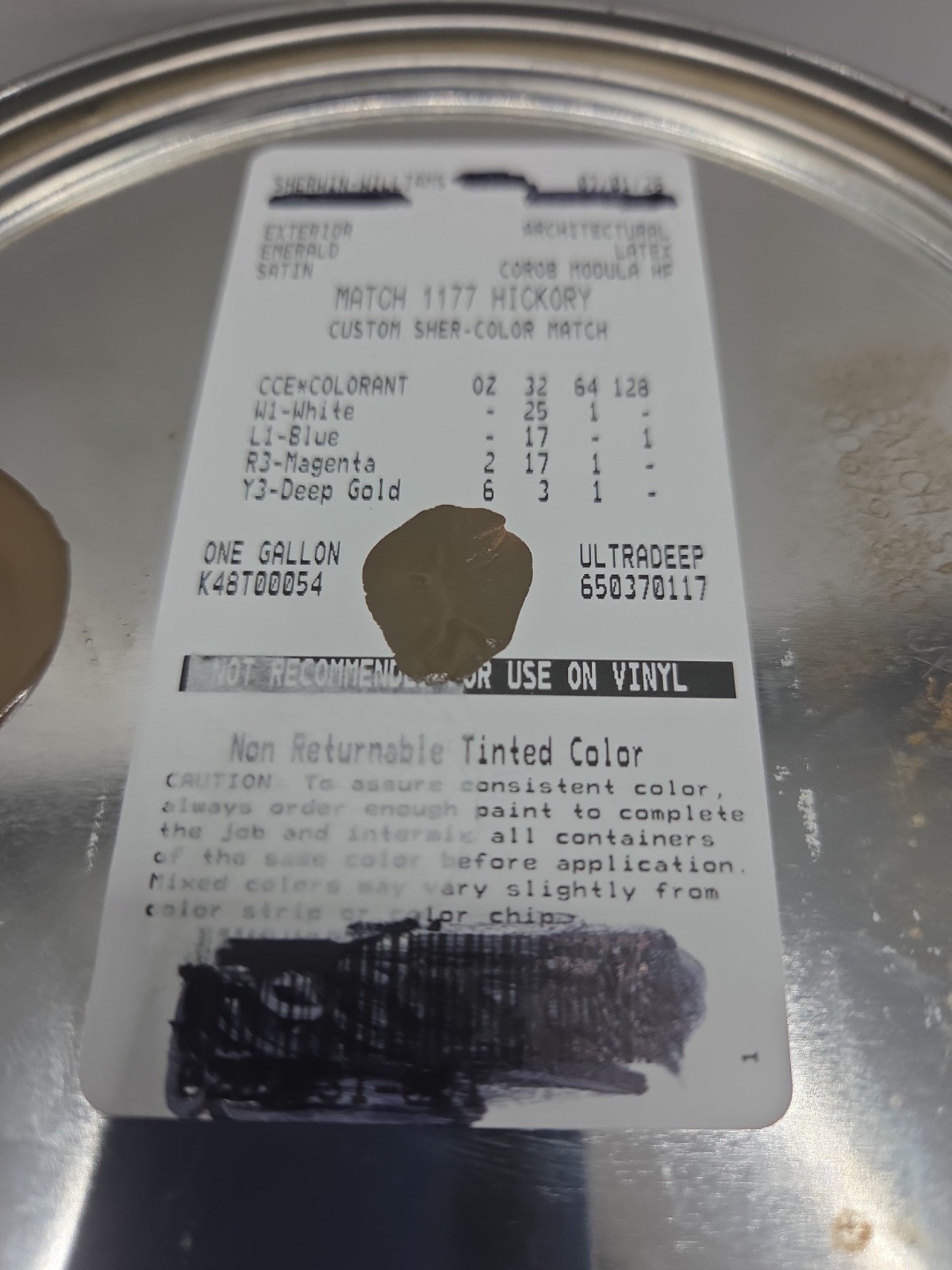 1 Gallon Sherwin Williams Emerald Exterior Satin Color 1177 Hickory