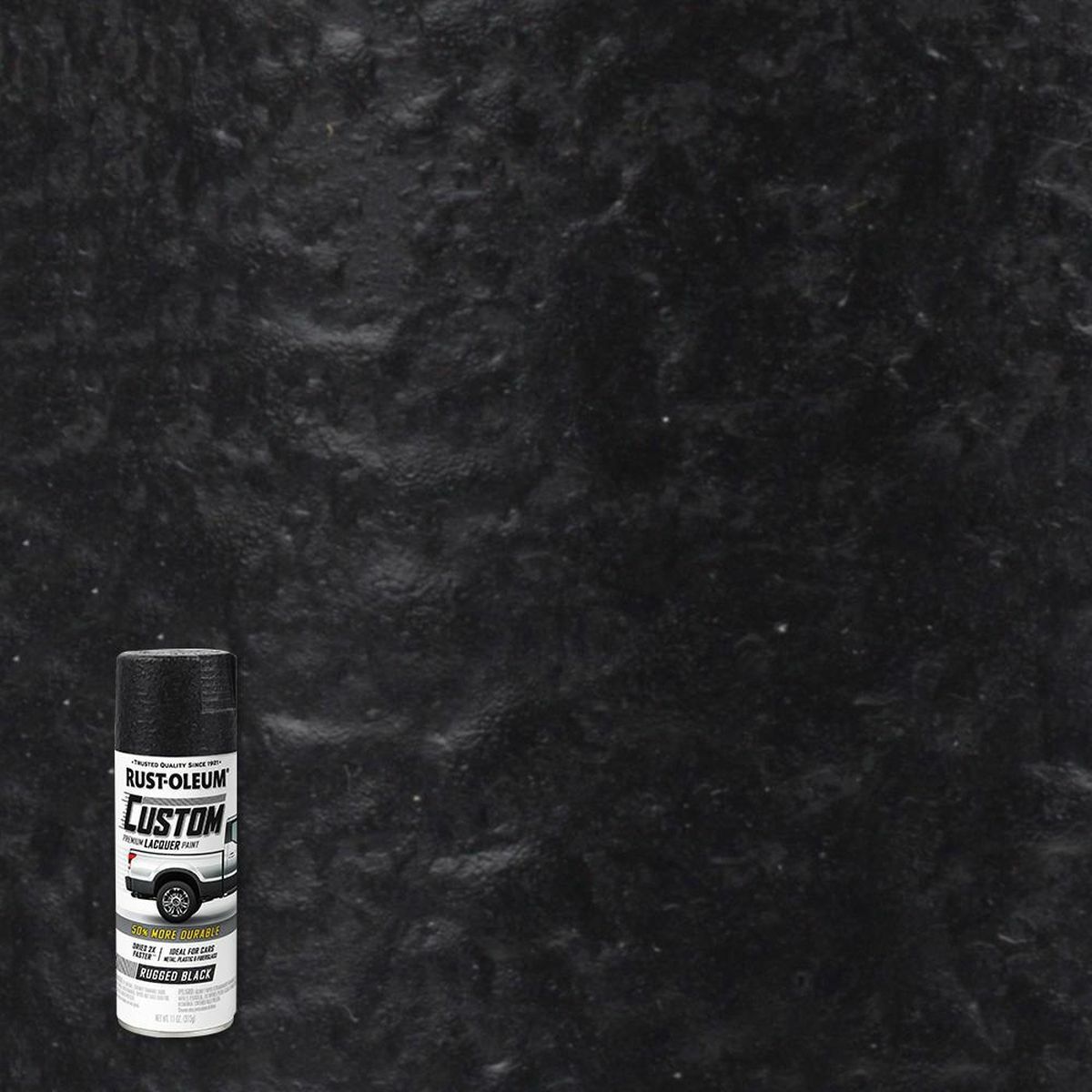 Rugged Black Custom Premium Lacquer spraY Paint metal plastic Rust-Oleum 323350