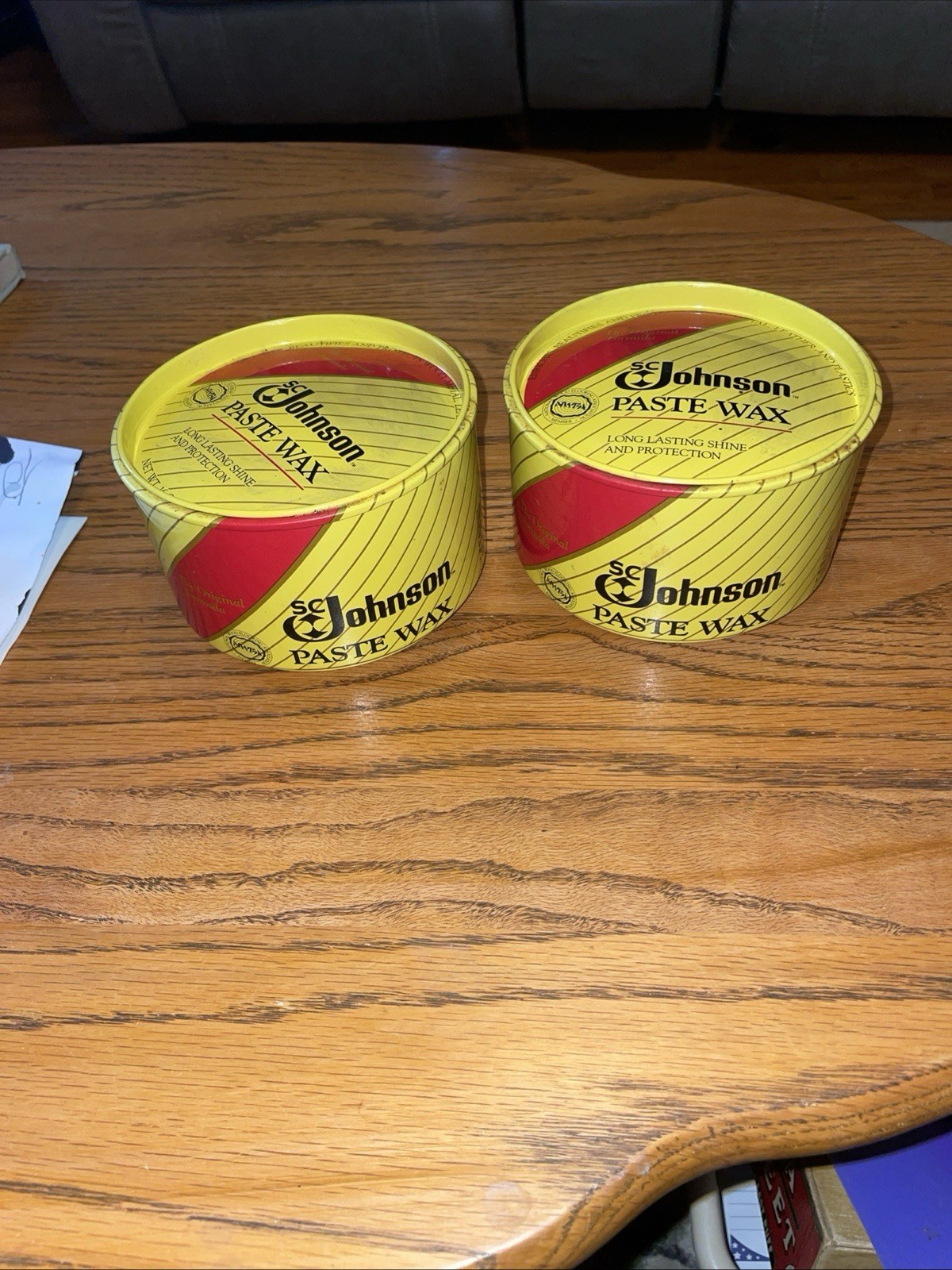 2 JOHNSON PASTE WAX 1lb Cans 1988 Vintage Discontinued Near Full 90% +