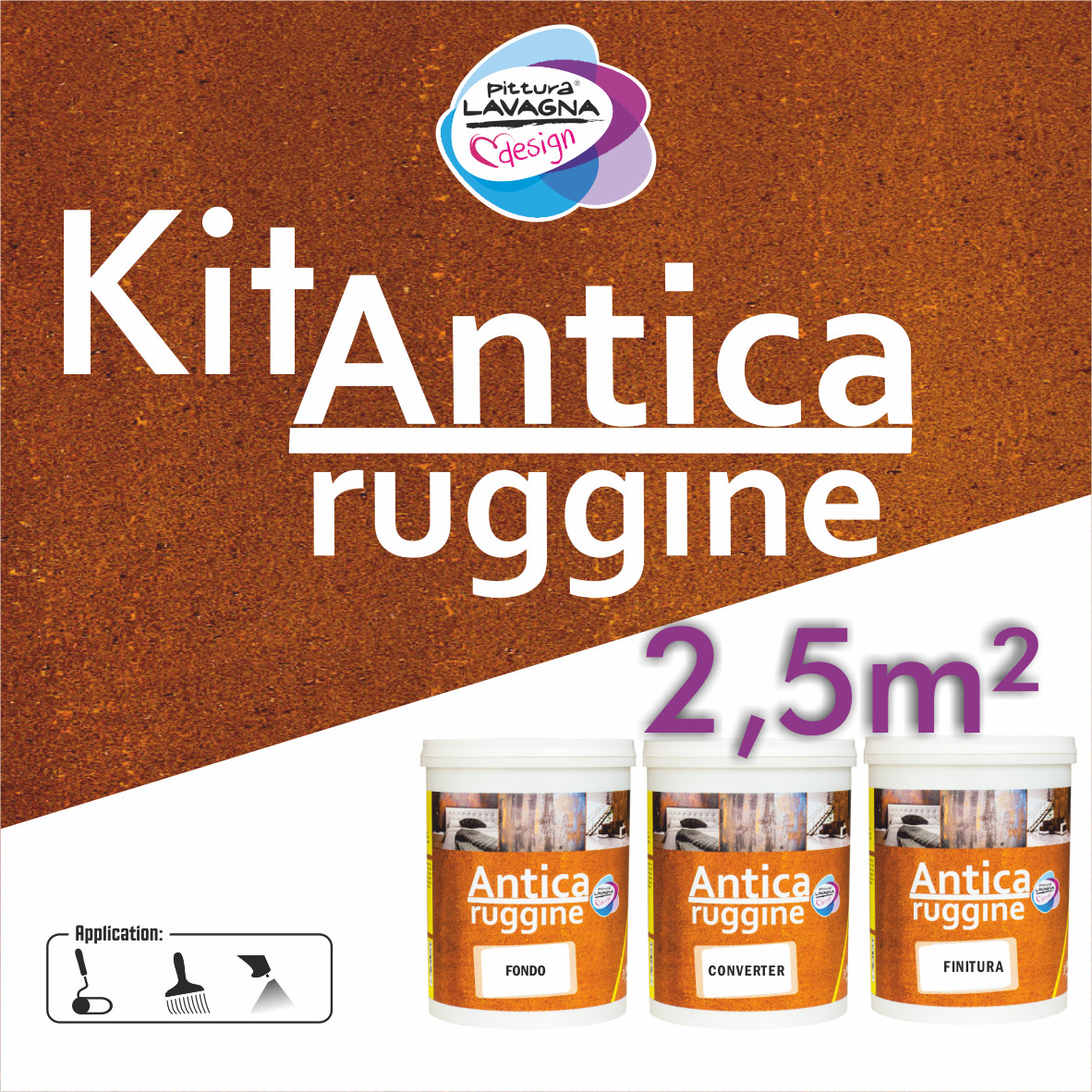 Corten Rust Effect Wall Paint Kit – Activator Bottom and Finish 2.5 m²