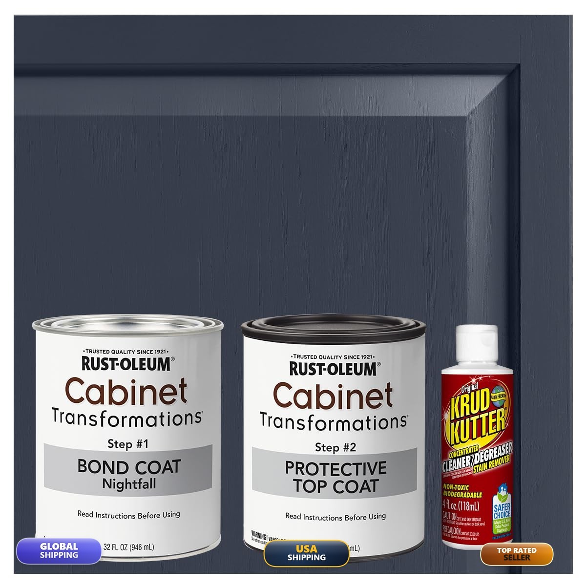 Rust-Oleum 393606 Cabinet Transformations Complete Coating Kit, Quart, Satin