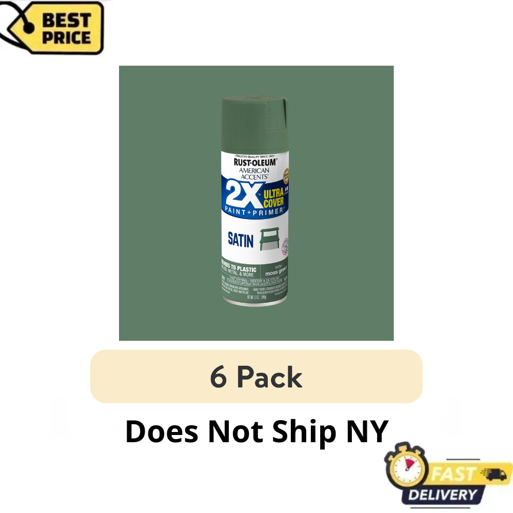 6PK Rust-Oleum Moss Green Satin Spray Paint 12 oz, Interior/Exterior Ultra Cover