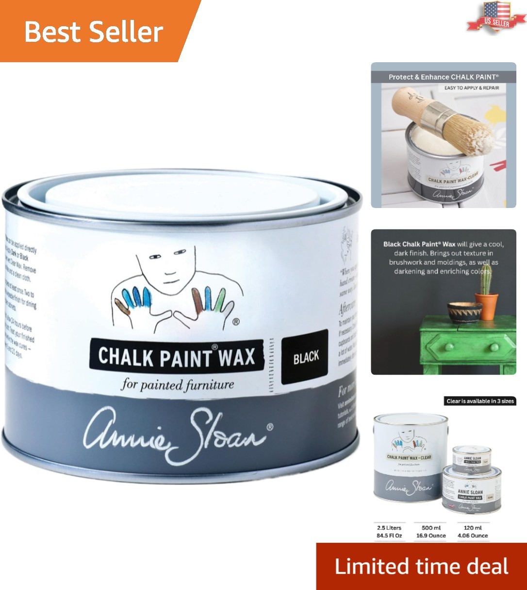 500 mL Black Chalk Paint Wax – Enhance, Seal & Protect Hand-Painted Furniture