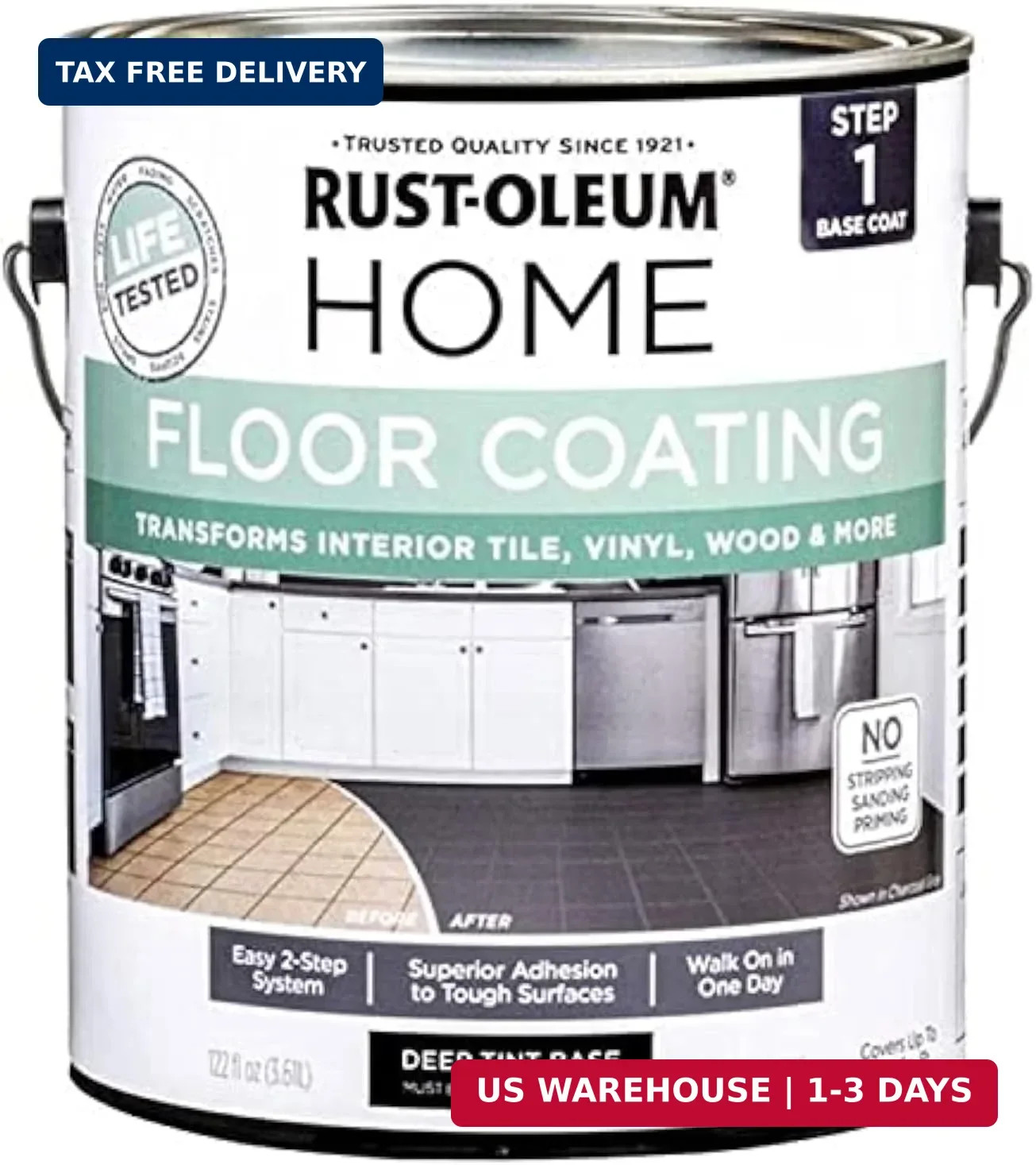 Rust-Oleum 358370 Home Interior Floor Coating System, Step 1 Base Coat, Deep Tin
