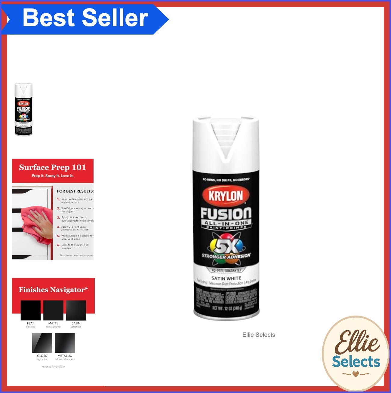 All-In-One Satin White Spray Paint 12 oz Interior Exterior Rust Resistant