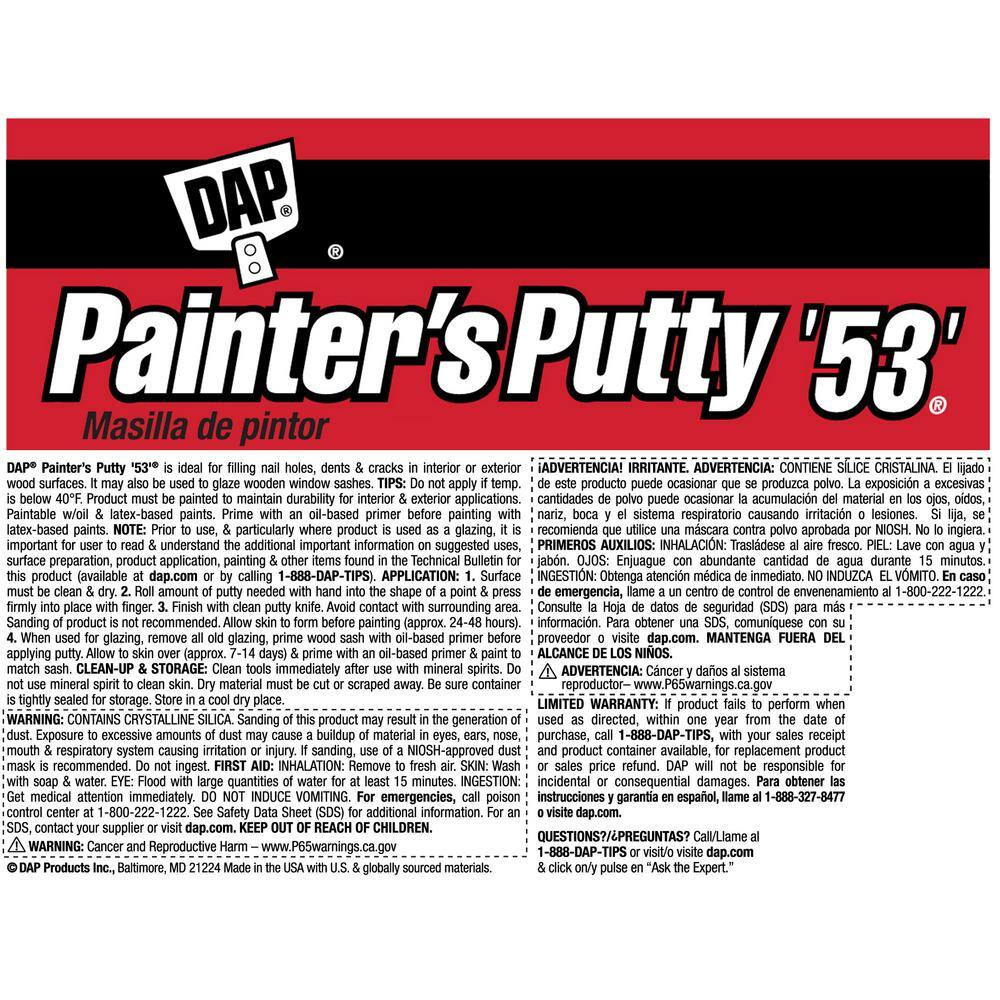 Painter’S Putty ’53’ 16 Oz. White (12-Pack)
