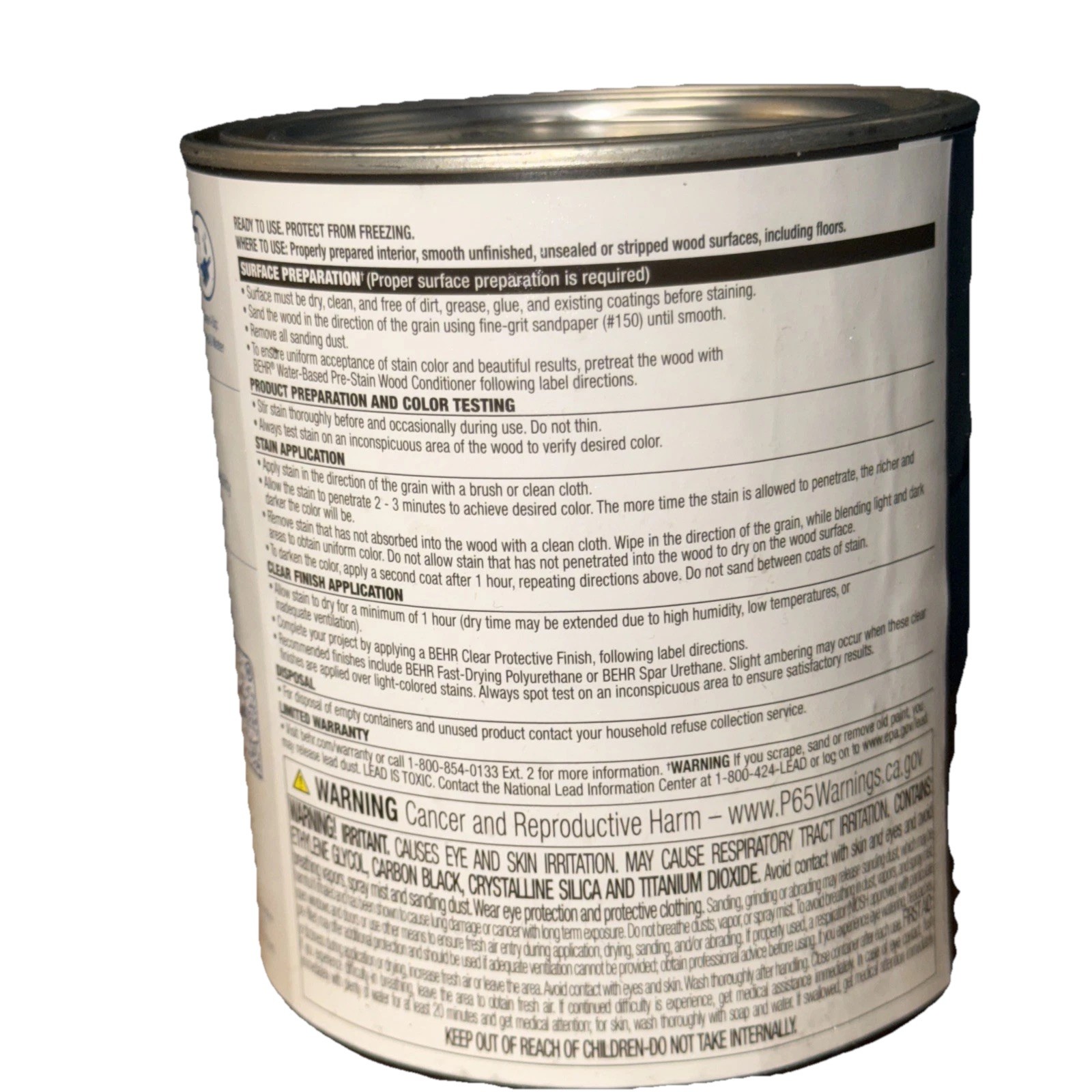 One Quart Behr Premium Fast Drying Water-based Wood Stain Weathered Gray B4536
