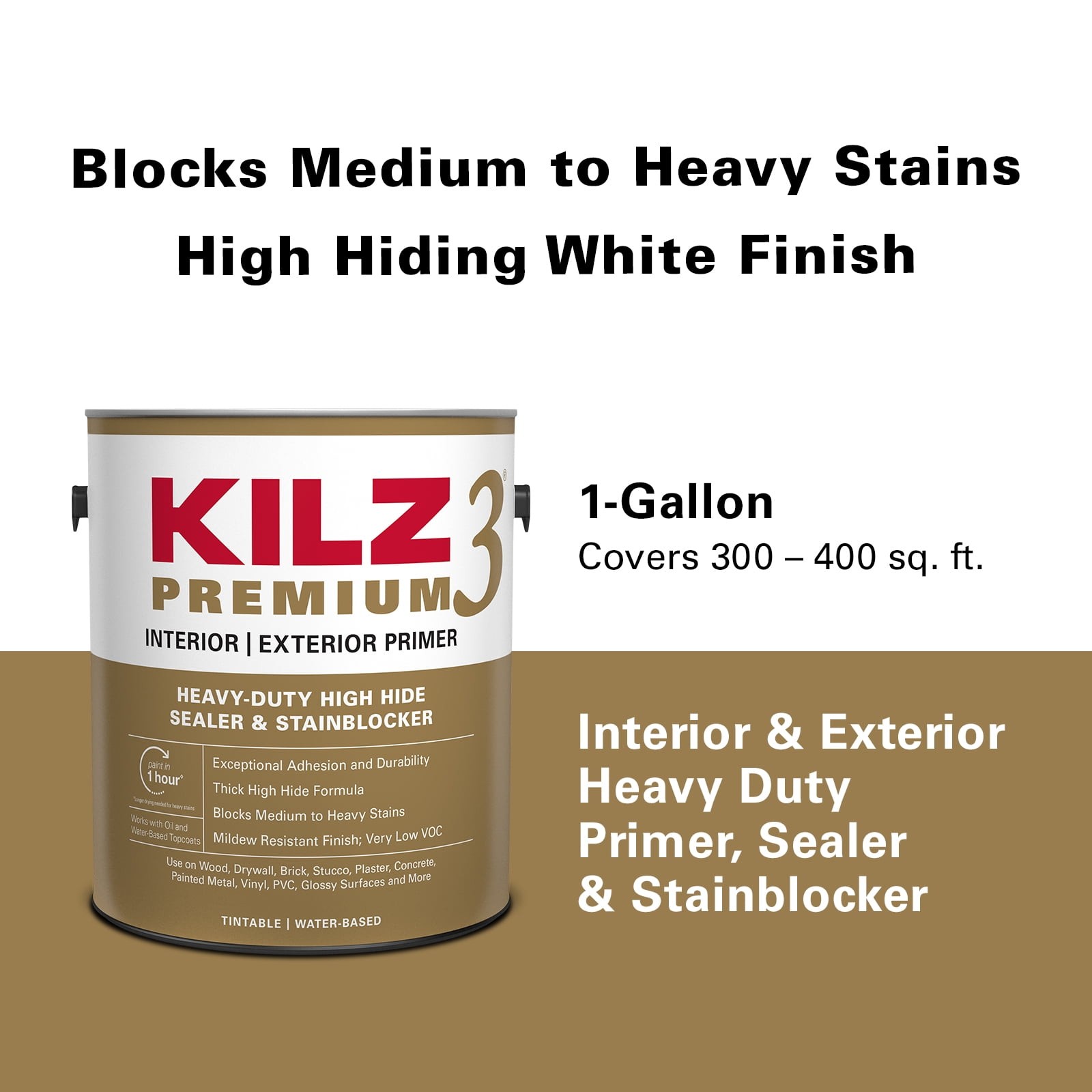 1Gal Water-Based Wall Ceiling Primer Multi-Purpose Interior Exterior Paint Base