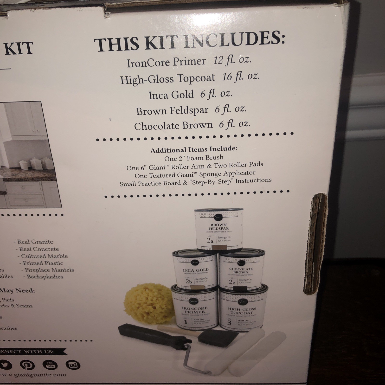 Giani Create Granite Countertop Paint Kit Chocolate Brown DYI 100% Acrylic USA