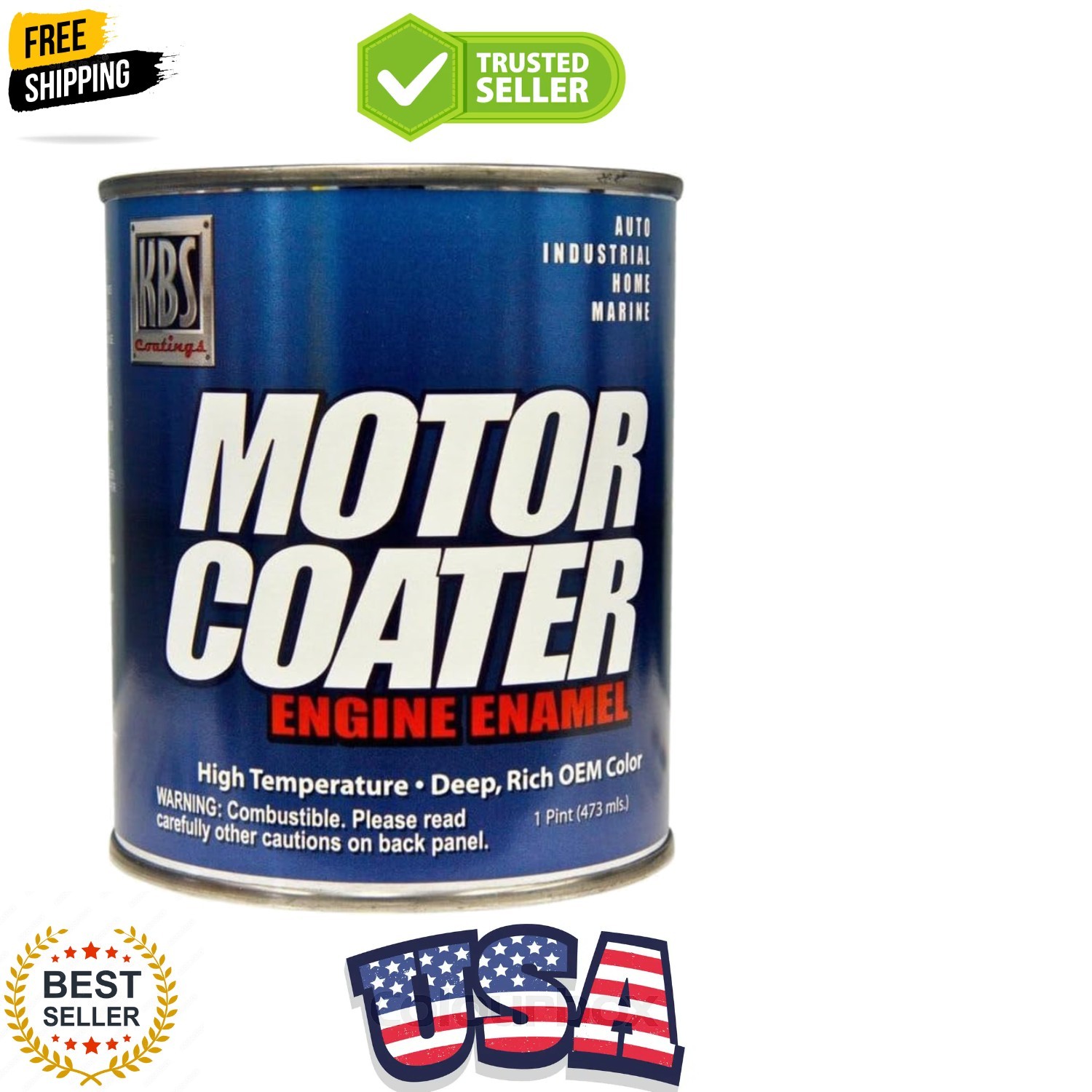 Gloss Black Motor Coater Engine Paint – 1 Pint