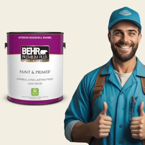 BEHR PREMIUM PLUS 1 gal. #12 Swiss Coffee Eggshell Enamel Low Odor Interior Pai