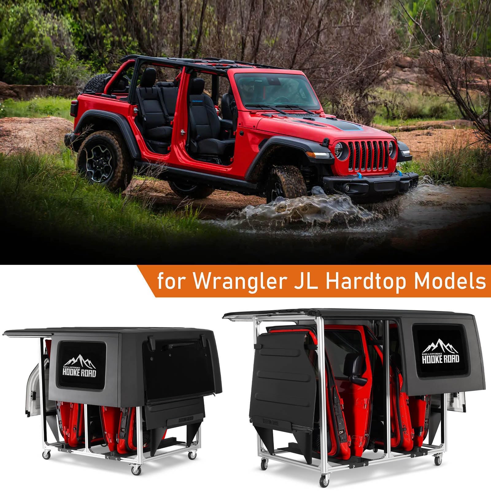 Doors Hardtop Holder Storage Rack Movable Cart for TJ JK JL JT Gladiator Bronco