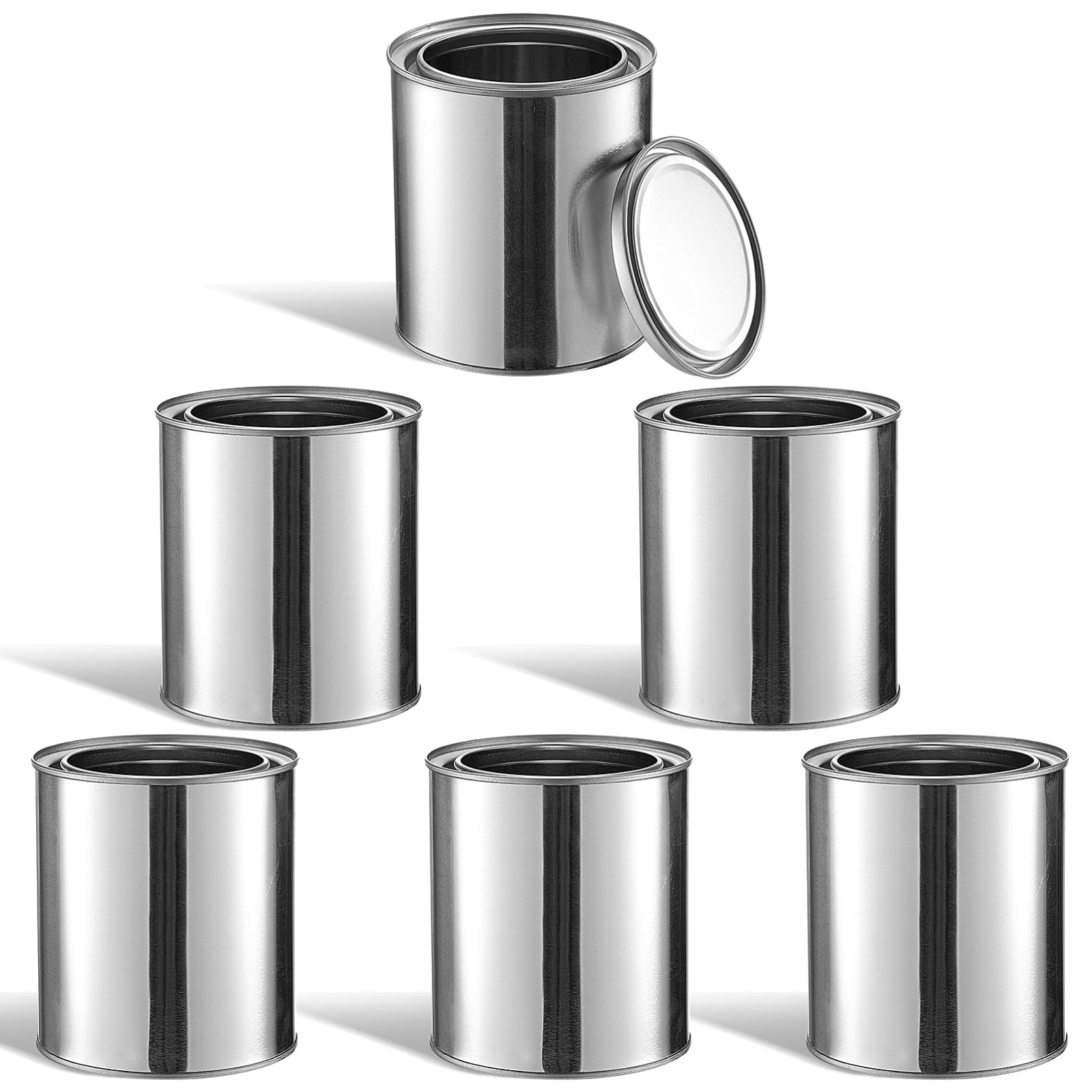 6PCS Metal Paint Cans, Empty Unlined Paint Cans with Lids, Quart Metal Paint …
