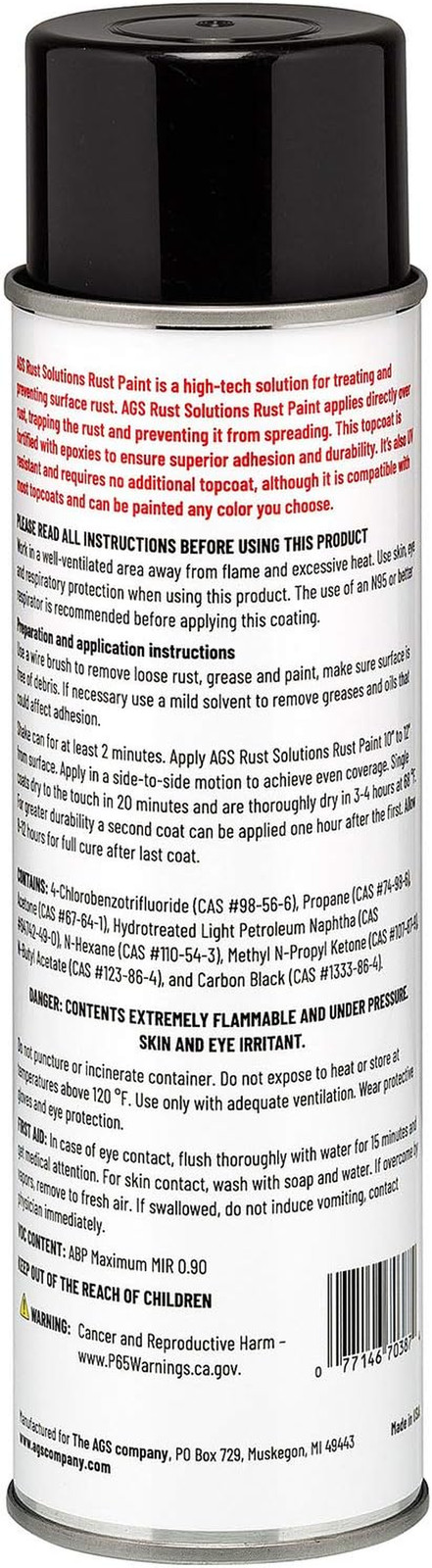 Rust Spray Paint, 14Oz, Durable Matte Black Finish, Safe for All Surfaces, Eradi