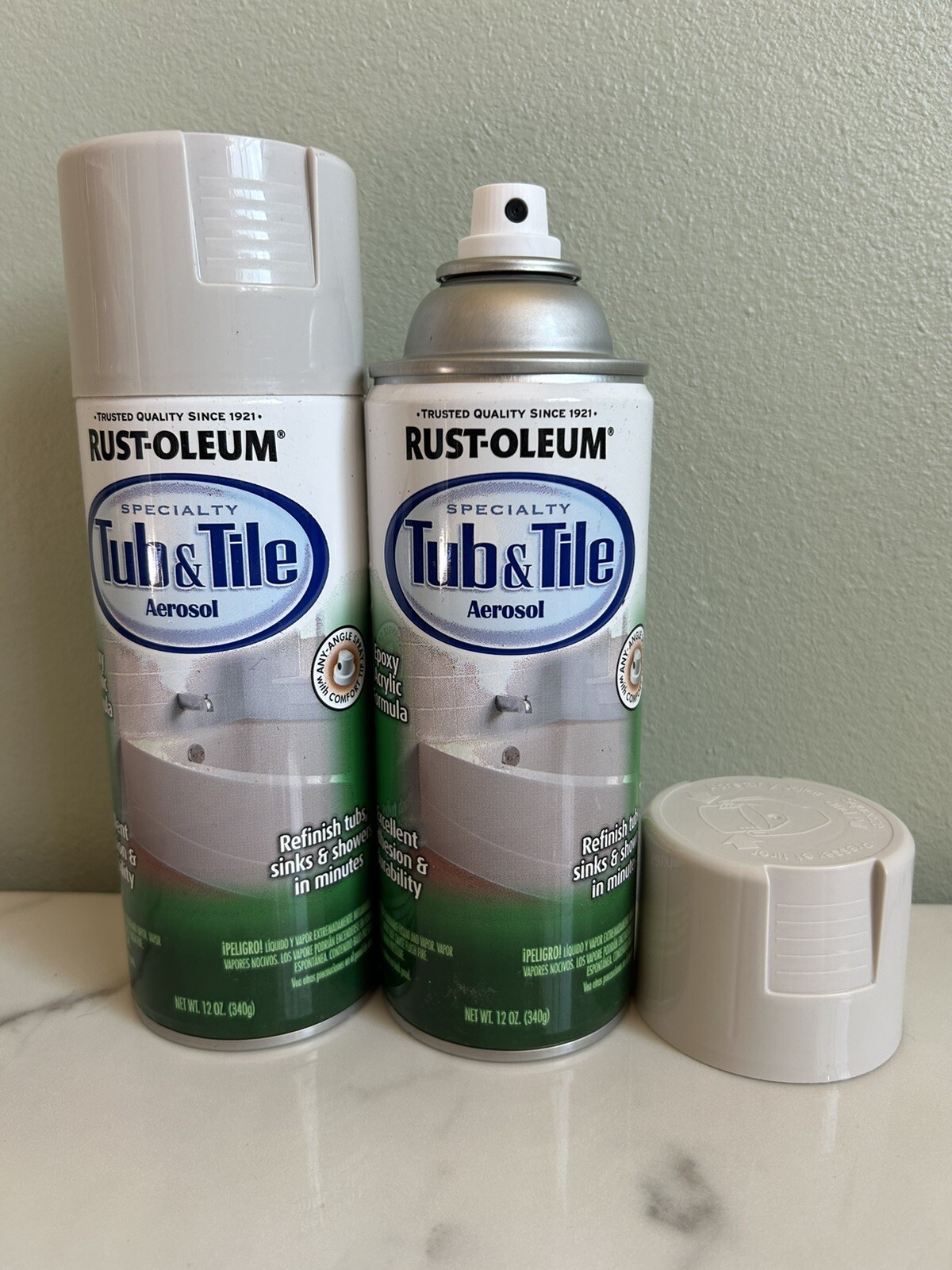 NEW 2 Pack Rust-Oleum 385291 Specialty Tub and Tile Spray Paint, Coastal Fog