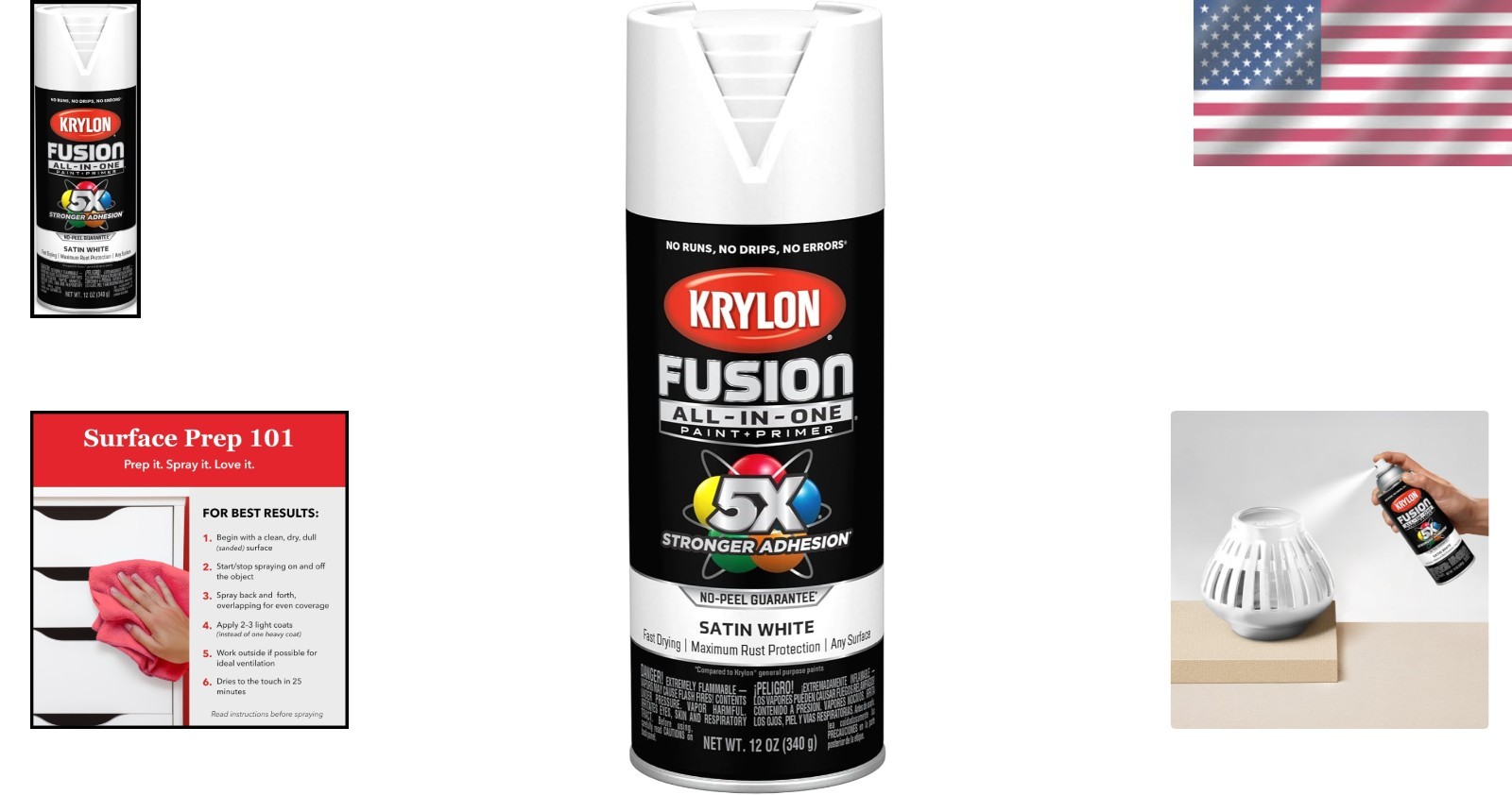Durable Spray Paint 12 Ounce White Indoor Outdoor Use with 5X Strong Adhesion
